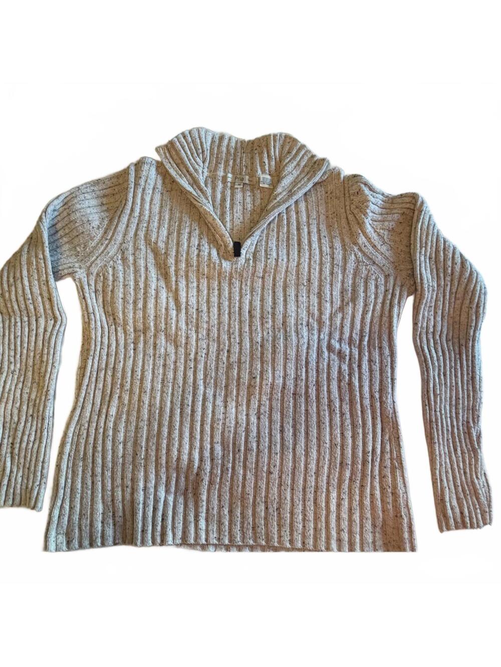 Pria Cream Ribbed Cowl Neck Sweater – Cotton Vintage Cozy Elegant